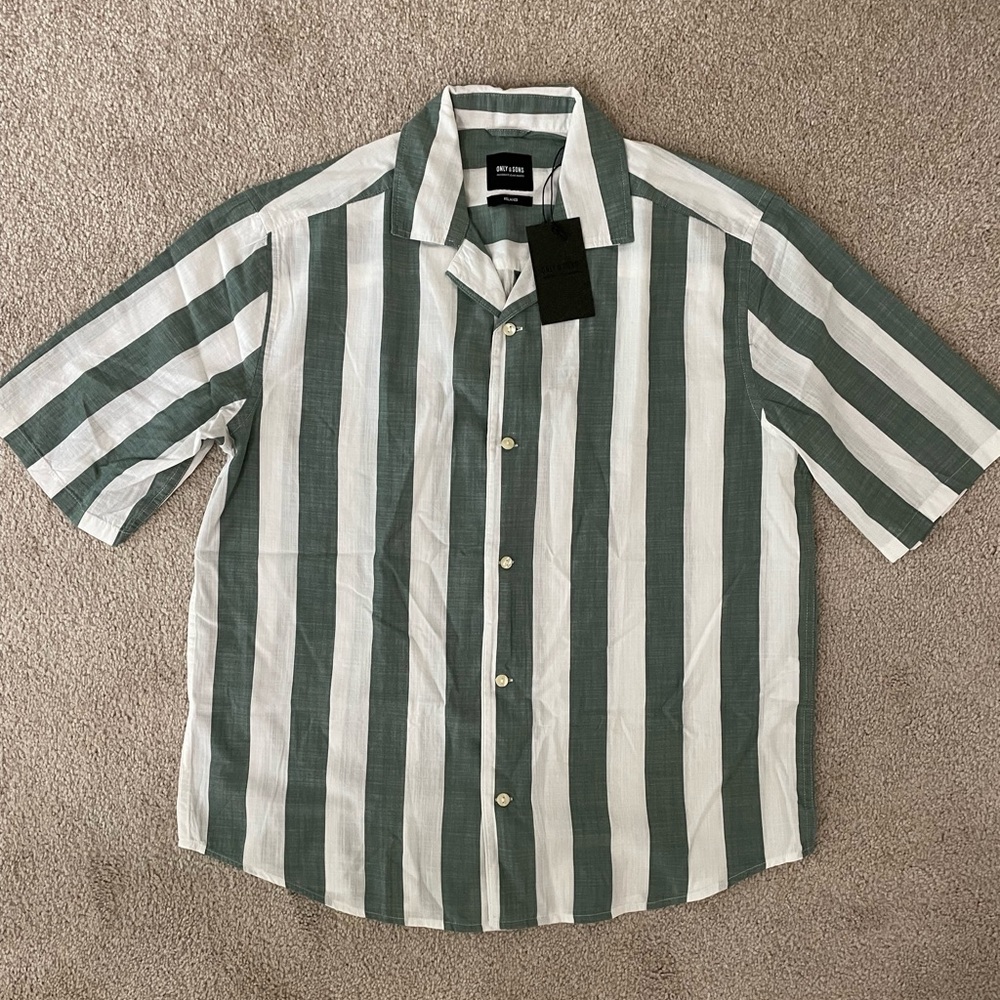 Oversized Stripe Green & White Shirt